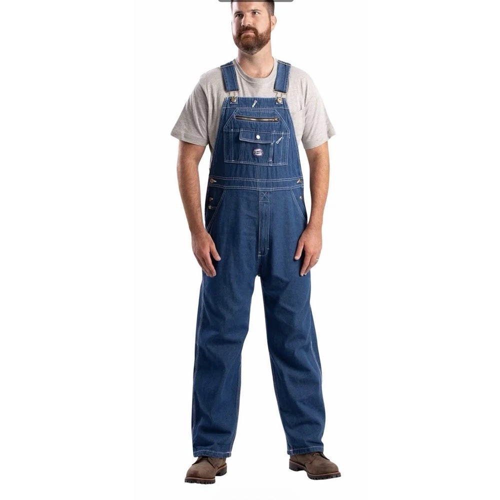 Berne Vintage Unlined Washed Denim Bib Overalls - Denim NWT 58x34